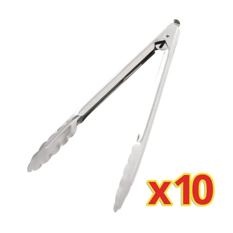 - Lotto di 10 pinze da servizio 25,5 cm